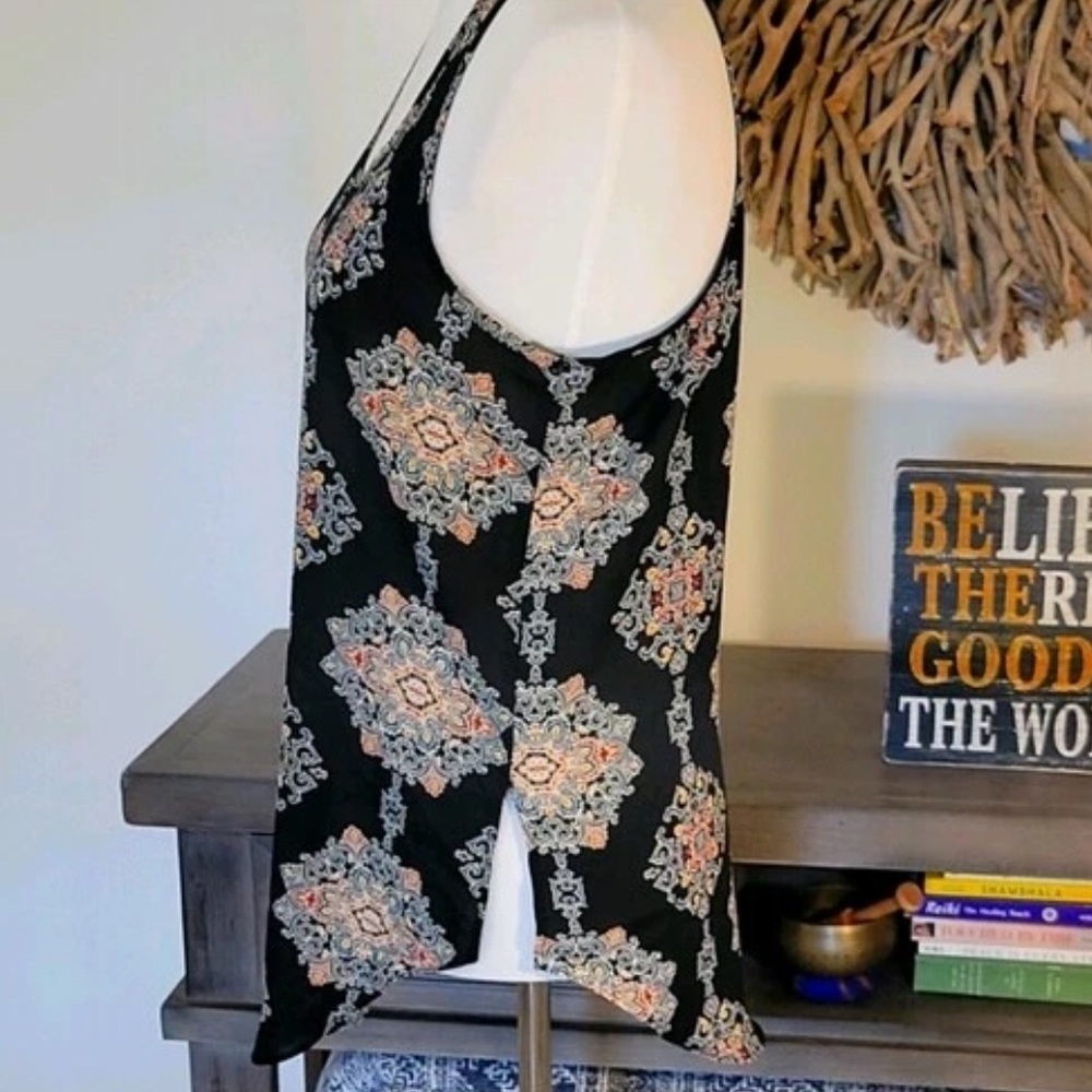 Mossimo Tunic Style Top, Black Moroccan Medallion Pattern, Women's Size XL - Picture 2 of 13